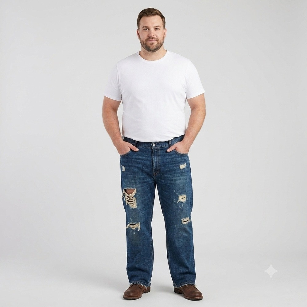 Levi's 541 Athletic Taper Jeans Mens 42x30 Blue Distressed Ripped Denim